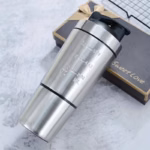 Metal Shaker with Storage Compartment 700 ml – Silver