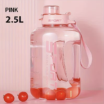 Large Sports Water Bottle 2500ml with Straw Rose