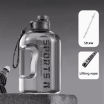 Large Sports Water Bottle 1700ml with Straw Grey TM