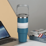 Thermal Mug 900 ml Turquoise Blue with Round Handle