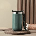 Stainless Steel Coffee Thermo Cup with Strap 350ml Green