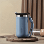 Stainless Steel Coffee Thermo Cup with Strap 350ml Blue