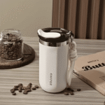 Stainless Steel Coffee Thermo Cup with Strap 350ml Beige