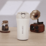 Stainless Steel Thermo Cup with Straw and Double Lid 400ml White