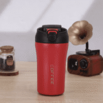 Stainless Steel Thermo Cup with Straw and Double Lid 400ml Red