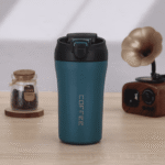 Stainless Steel Thermo Cup with Straw and Double Lid 400ml Turquoise